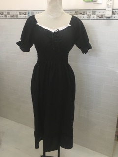 đầm kate lụa cổ viền ren