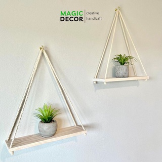 Kệ gỗ treo tường, Kệ treo dây decor trang trí nhà - MAGICDEOR