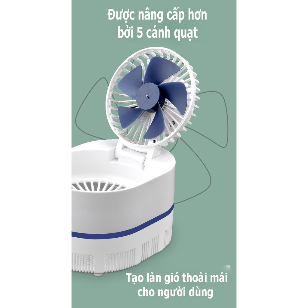 [Top bán chạy] Quạt mini, quạt tích điện để bàn gấp gọn 3 trong1 NO.Q60 kiêm đèn ngủ, máy bắt muỗi tiện lợi