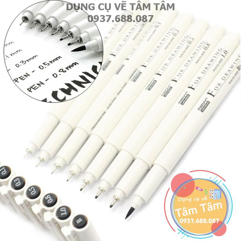 Bút line chuyên nghiệp Marvy Uchida 4600 có size từ 0.03 đến Brush-Dụng cụ vẽ Tâm Tâm