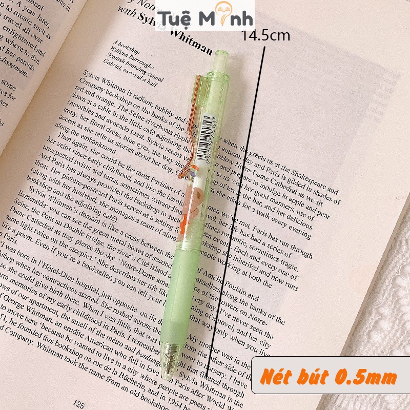 Bút gel bấm cài kim loại mực đen 0.5mm hoạt hình B36 xinh xắn