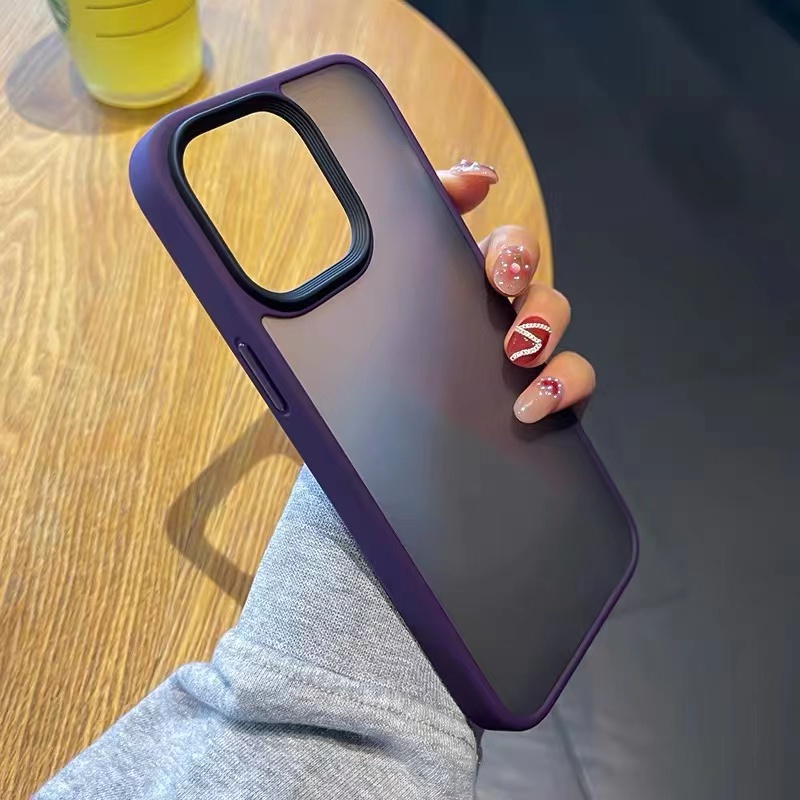 Mờ / matte Ốp Điện Thoại acrylic Cứng Mặt Nhám Viền Màu Cho compatible for iPhone 14 13 pro max case 14 13 case 14 pro 13 pro 14 plus 13 14