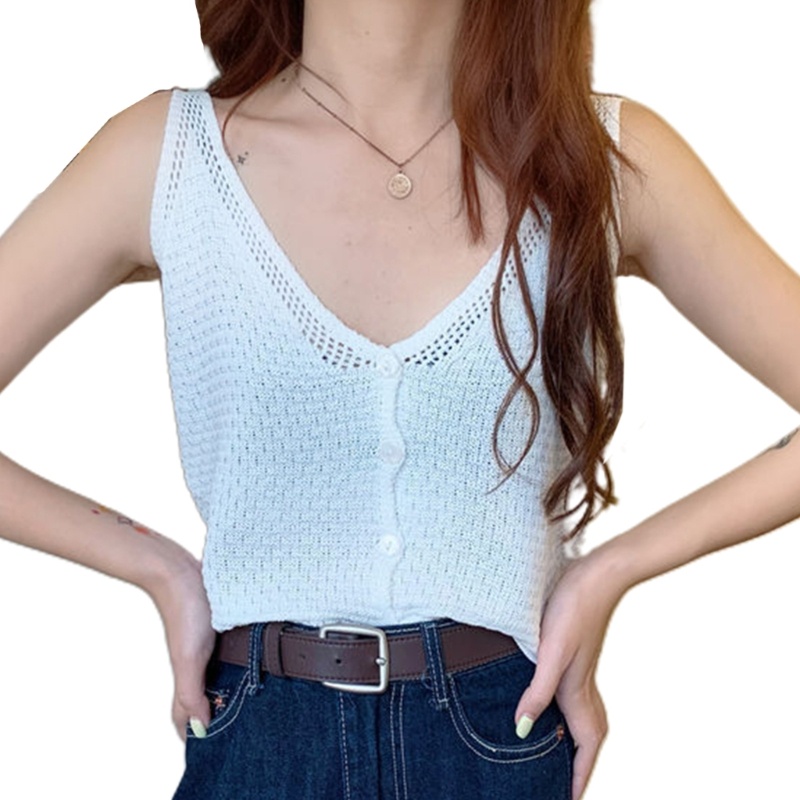 Áo Croptop Dệt Kim Hai Dây Thời Trang Mùa Hè Cho Nữ