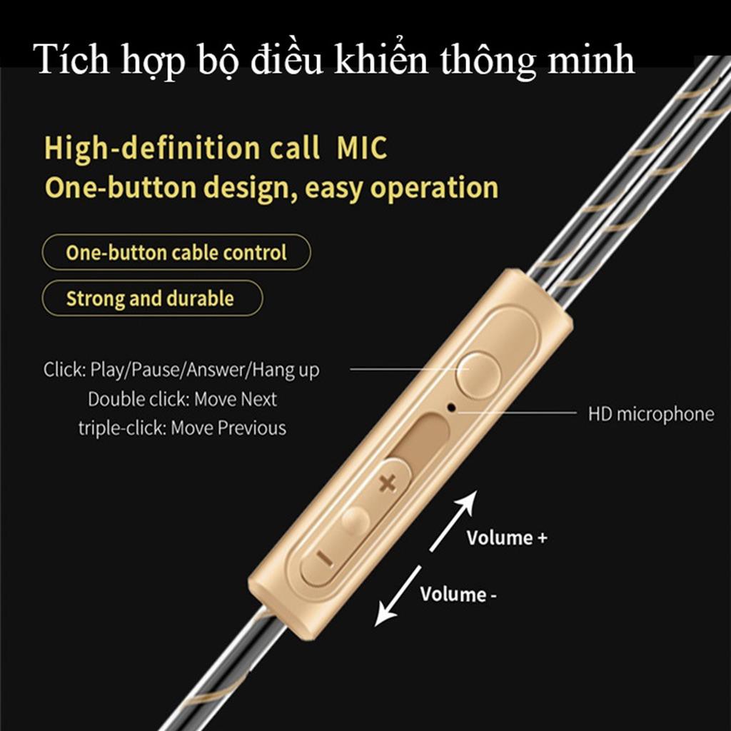 Tai nghe nhét tai có mic HIFI lõi kép siêu bass CK8 -Tặng kèm 4 đầu mút -DC2122