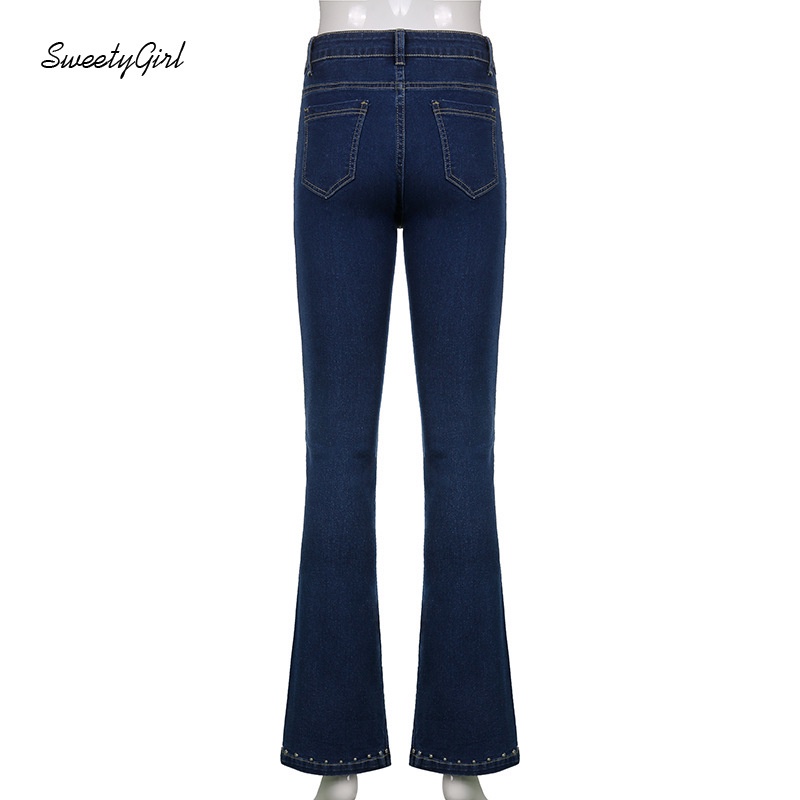 Quần Jeans Nữ Ống Loe Đính Hạt 2022 Thời Trang