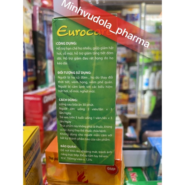 Viên uống Eurocare - Giảm ho thông thoáng mũi họng
