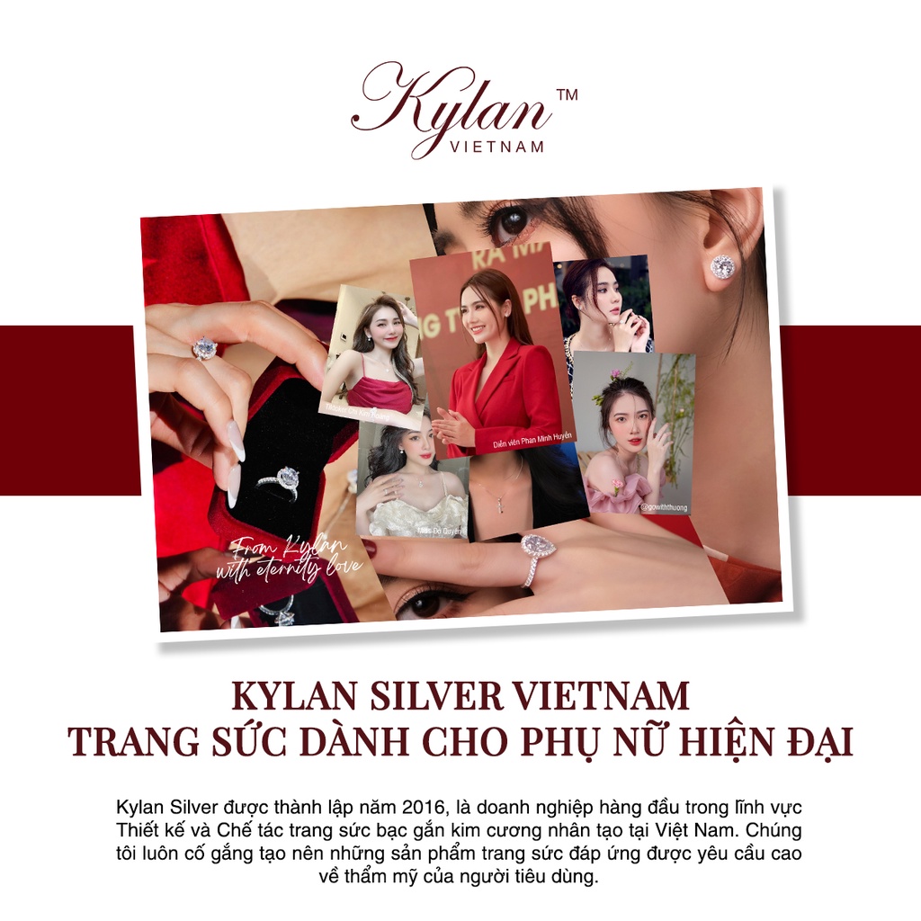 Dây chuyền bạc nữ Kylan Silver KL0211 đính đá kim cương nhân tạo 8 ly