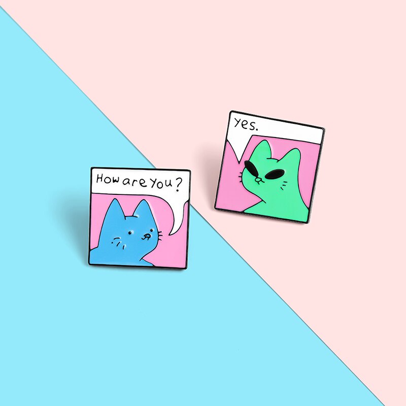 Ghim cài áo hình chú mèo hoạt hình ngộ nghĩnh dễ thương