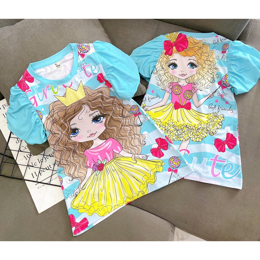 Váy bé gái in hình 3D hoạt hình ngộ nghĩnh nhiều mẫu BGM27 [12-40Kg]