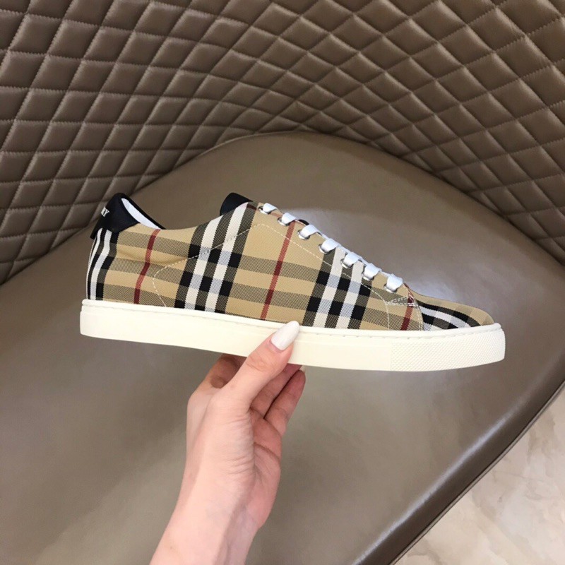 Giày thể thao/sneaker nam thương hiệu Burberry da thật cao cấp thiết kế kẻ caro cổ điển phong cách