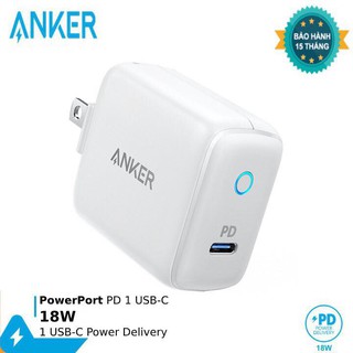 Sạc ANKER PD USB-C 18W PowerPort 1 A2019 chính hãng sạc siêu nhanh