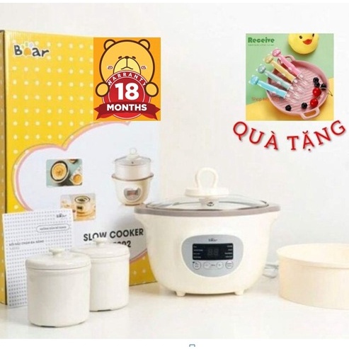 (BẢN QUỐC TẾ) NỒI NẤU CHÁO, NINH, HẦM, HẤP CÁCH THỦY BEAR 1.6 LÍT (model Sube002)