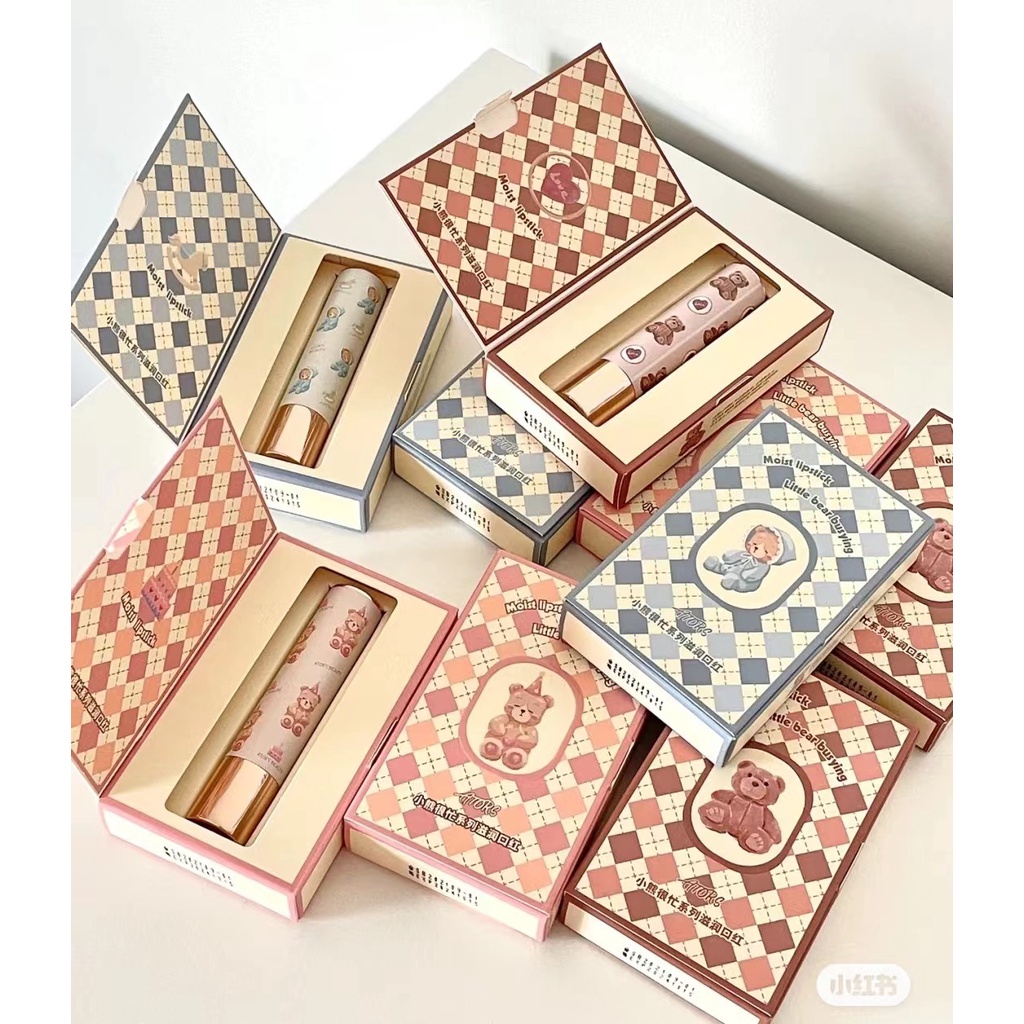 ATORS Little Bear son môi son dưỡng ẩm có màu trong suốt Không bếtng điểm  bóng tự nhiên son bóng lipstick dính Tra