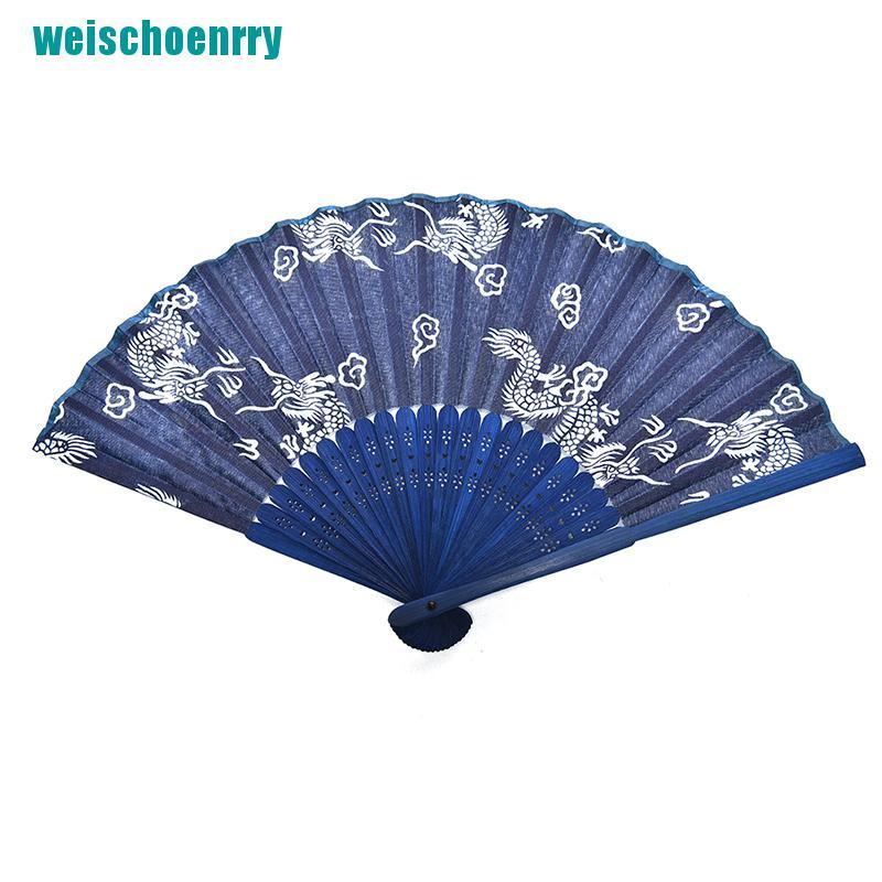 Rér●Quạt Xếp Cầm Tay Bằng Tre + Giấy Múa Kiểu Trung Hoa Cổ Điển