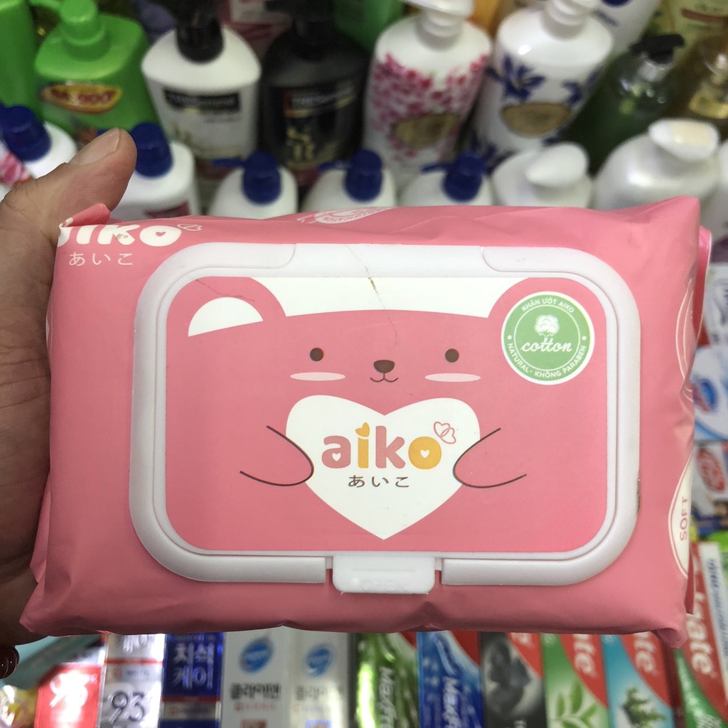 Khăn giấy ướt Aiko tinh khiết cho bé ko mùi 100 tờ