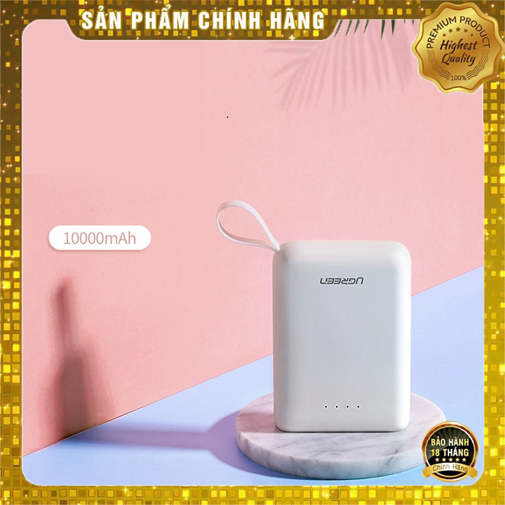 Pin sạc dự phòng Ugreen 60197 dung lượng 10.000Mah màu trắng cao cấp - Hapu Shop