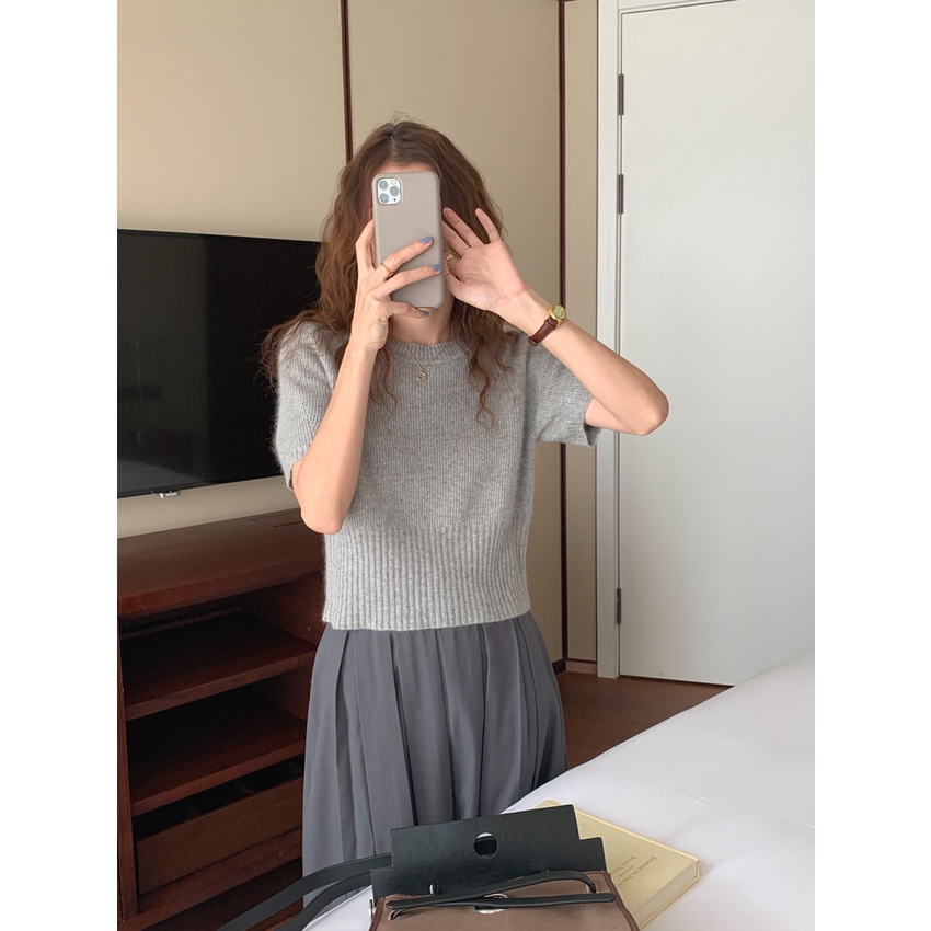 Áo len ngắn tay phong cách Hàn Quốc | BigBuy360 - bigbuy360.vn