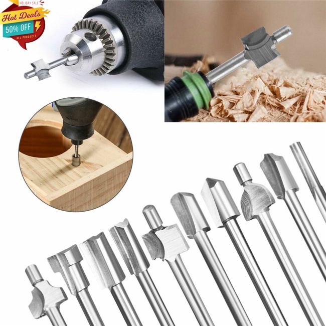 COD 15pcs 1/8&quot; 3mm Metal Shank Router Twist Drill Bit Set For Dremel Rotary Multi Cutting Tool