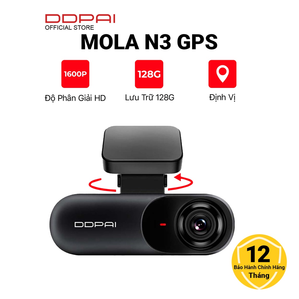 Camera hành trình ô tô DDPAI Dash cam Mola N3/ N3 GPS Phiên bản toàn cầu Độ phân giải 2K 1600P kết nối Wifi