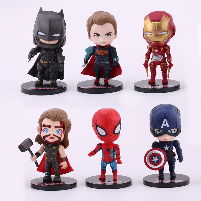 Mô hình biệt đội Siêu Anh Hùng (Set 6) Avenger Mavel phiên bản Chibi (Tặng chân đế)