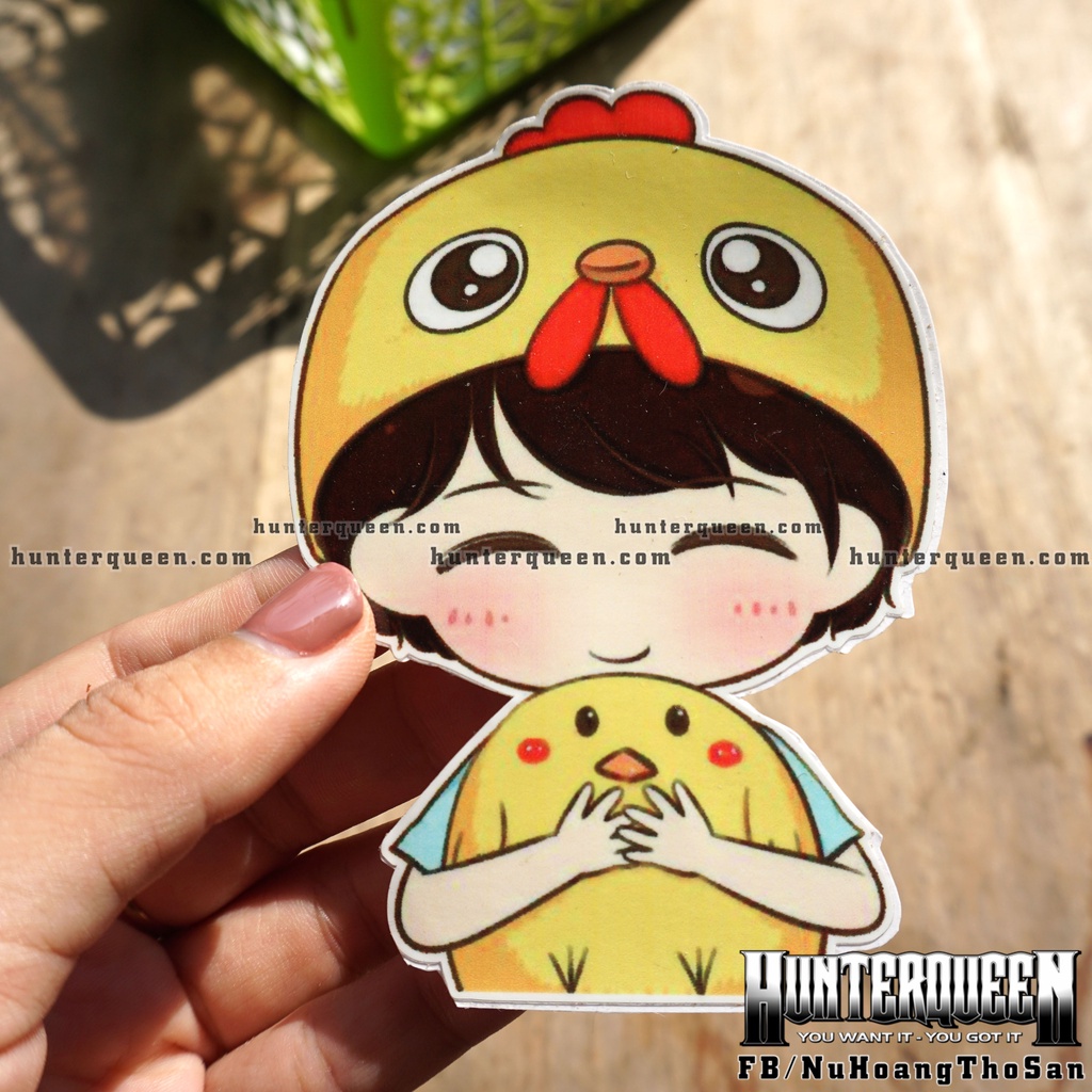 Hình dán cô gái cute đáng yêu dễ thương. Decal sticker cao cấp không bay màu [7.7x11cm]