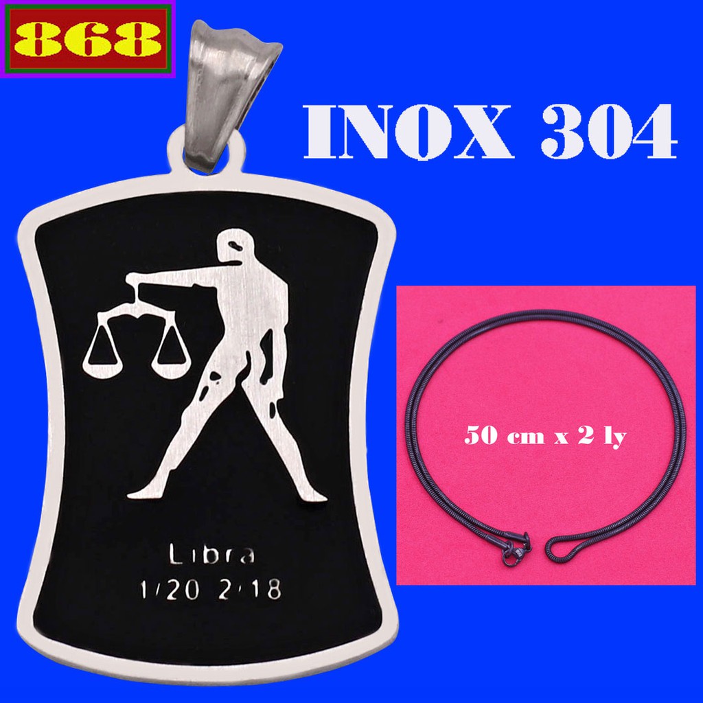 Vòng cổ inox rắn đen cung Thiên Bình inox VIRECTBT - 12 Cung hoàng đạo