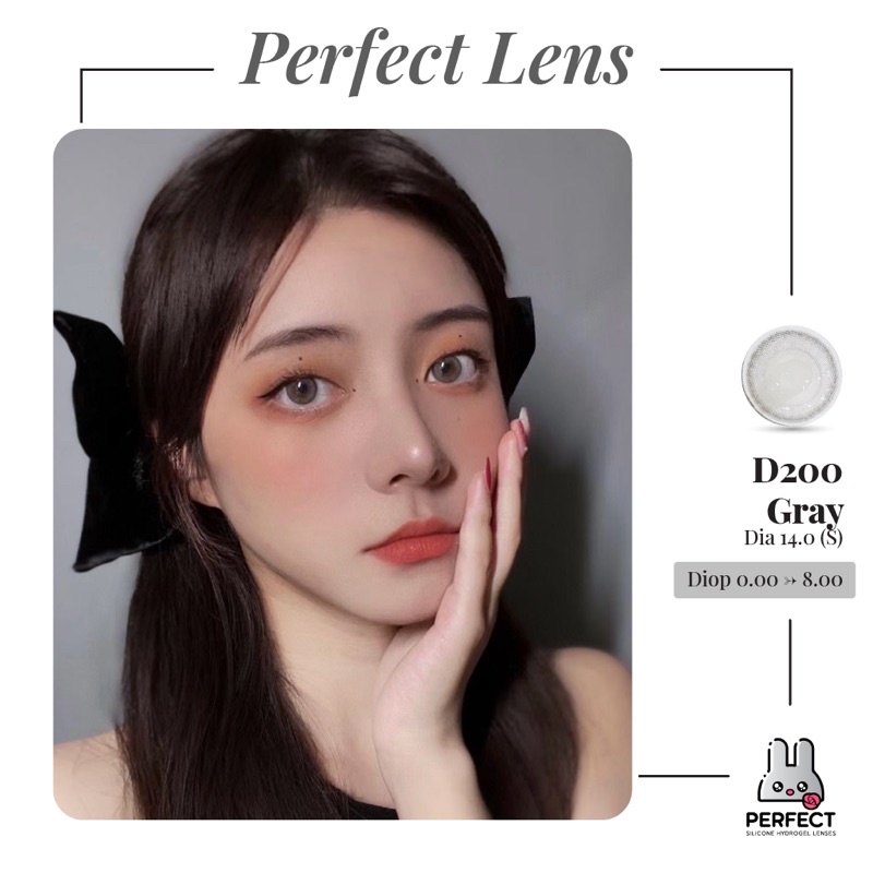 Lens Mắt , Kính Áp Tròng D200 GRAY Có Độ Cận và Không Độ , DIA 14.0 , Cho Mắt Nhạy Cảm Giá Sale