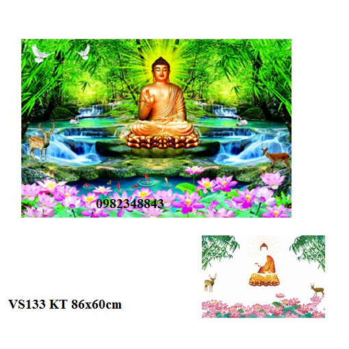 Tranh đính đá phật tổ KT:86x60cm,tranh gắn đá chưa gắn