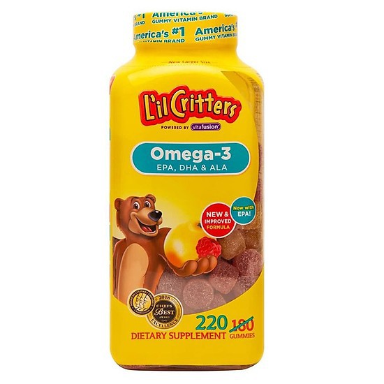 Kẹo dẻo L'il Critters bổ sung Omega-3 và DHA cho trẻ (220 Viên) - Nhập khẩu Mỹ