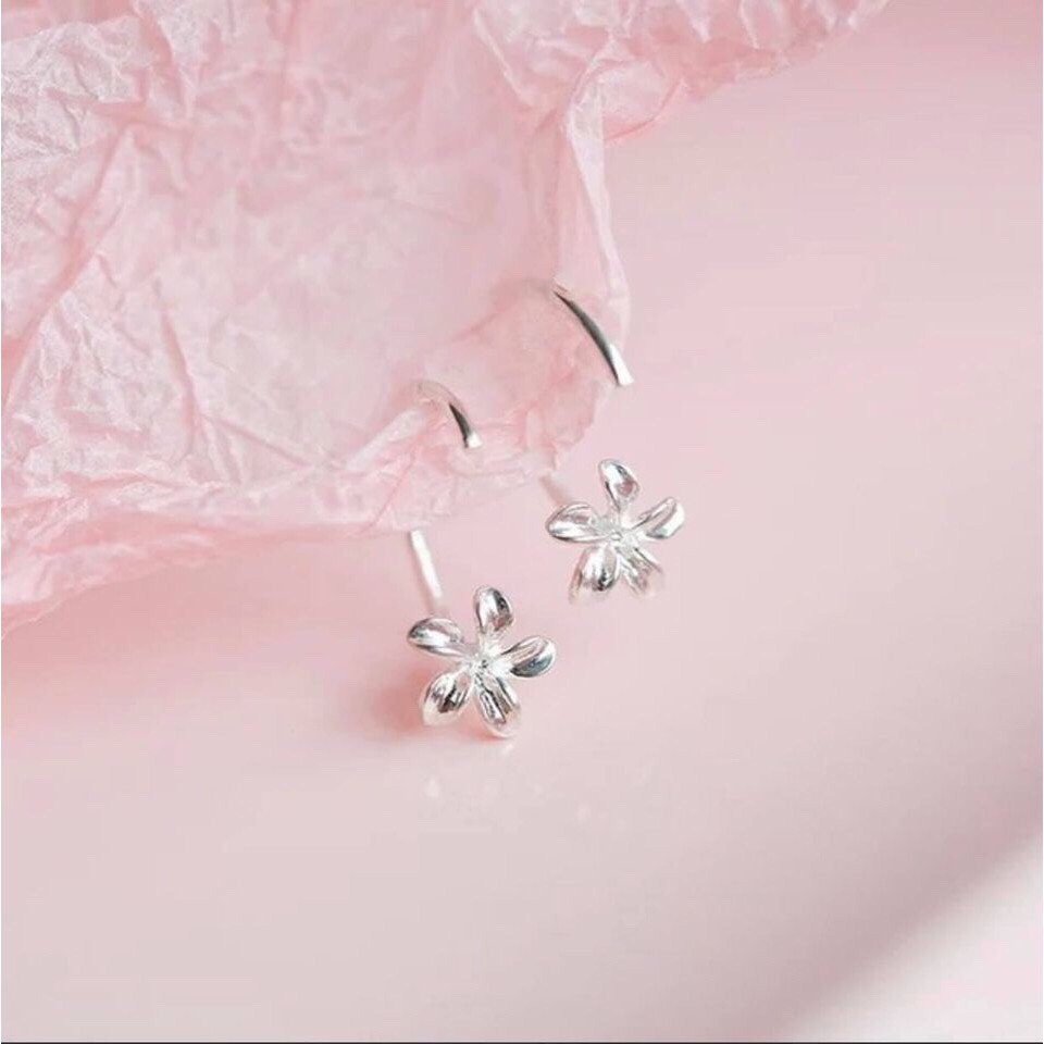Bông tai nữ bạc thật hoa cài nhỏ xinh LINH MIU SILVER