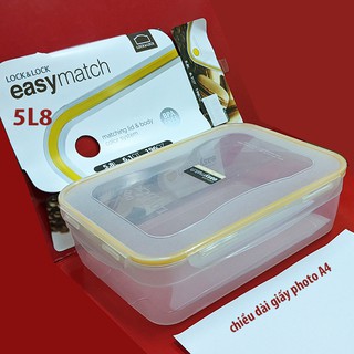 Hộp nhựa đựng thực phẩm hình chữ nhật 5L8, size lớn như giấy photo A4, của LocknLock, nắp kín hơi 34,3x24,3cm cao 10,5cm