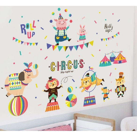 Decal dán tường mẫu rạp xiếc thú