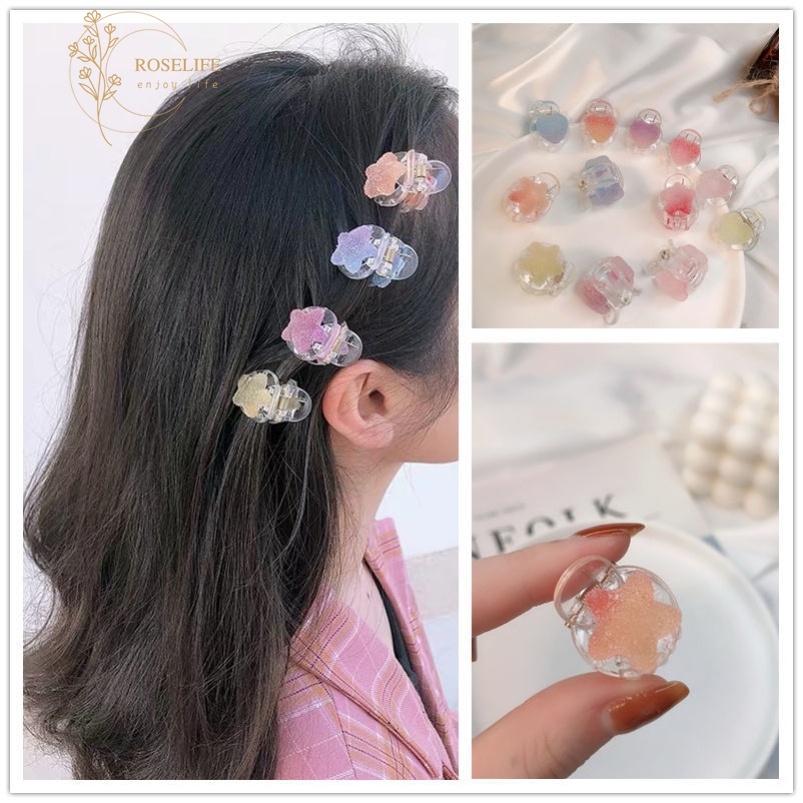 (Hàng Mới Về) 1 Kẹp Tóc Mini Hình Ngôi Sao / Trái Tim Mềm Mại Ngọt Ngào Cho Nữ