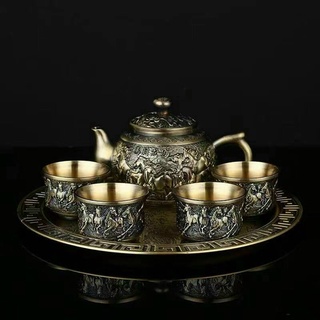 Bộ ấm chén uống trà bằng đồng sang trọng