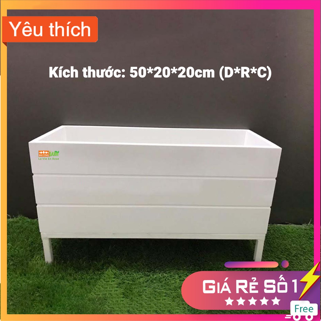 [RẺ VÔ ĐỊCH] Chậu kẻ chỉ composite 50cm