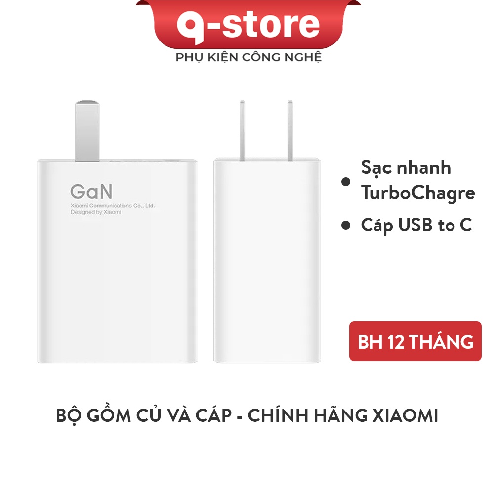 Bộ Sạc nhanh Xiaomi GaN 33W / 55W / 67W Qstore, Cáp sạc USB to Type C