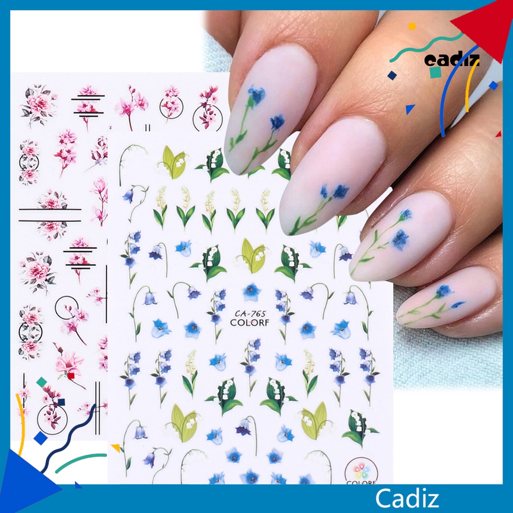 Miếng Dán Trang Trí Móng Tay Siêu Mỏng In Họa Tiết Hoa Xinh Xắn Cho Nữ