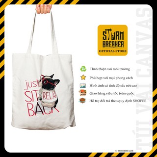 Túi vải Canvas CHÓ MÈO SIÊU CƯNG - TA055 size 35x40cm chất liệu Cotton-khoá kéo-tiện lợi - STORMBREAKER