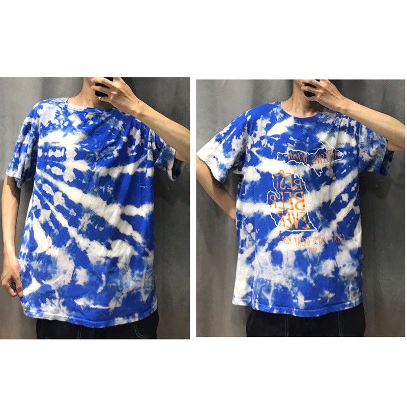 2HAND - ÁO PHÔNG MỸ MÀU XANH DƯƠNG PHẦN 1/7 UNISEX OVERSIZE DÁNG THỤNG RỘNG