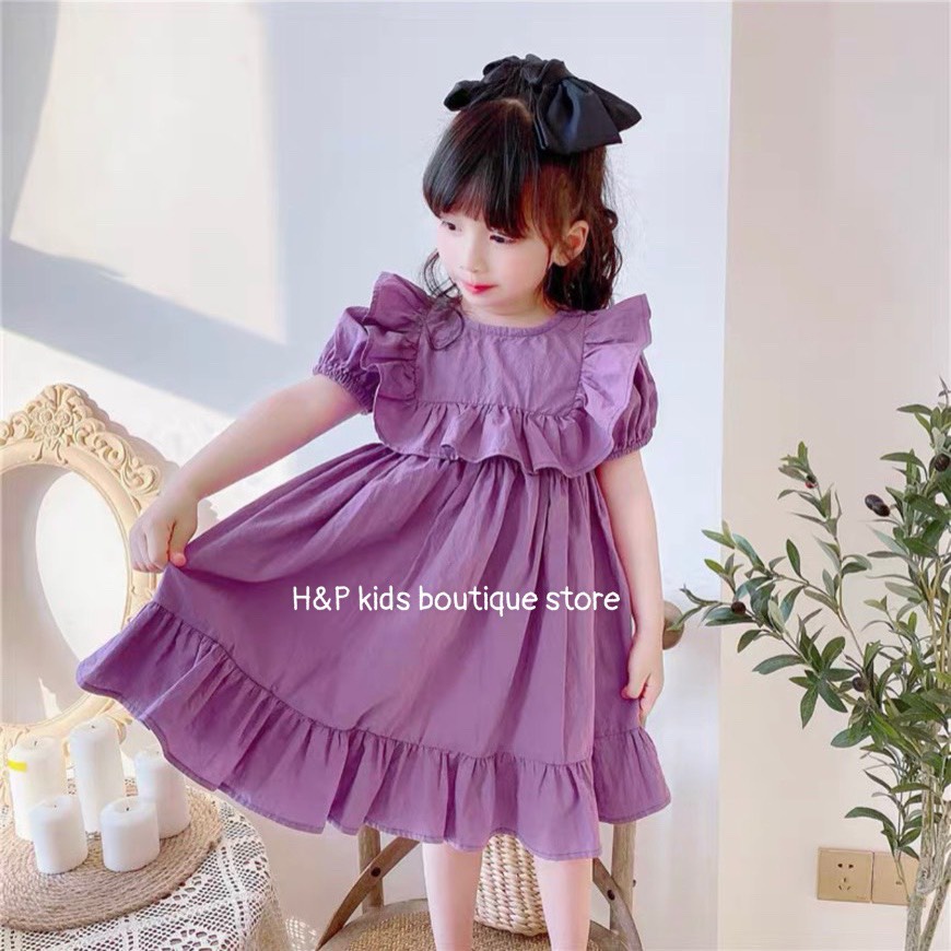 Váy Bé Gái Hml Thô Hàn Cổ Sen Cho Bé 1- 5 Tuổi, Đầm Cho Bé Gái Chất Mát  Mã A1