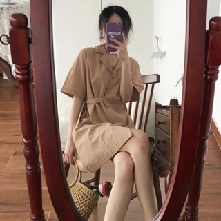[Hàng oder] Váy sơ mi kèm dây buộc chéo