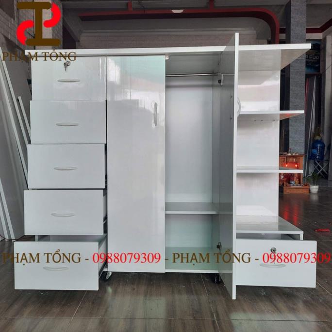 Tủ quần áo trẻ em màu trắng có kệ  Miễn phí giao hàng