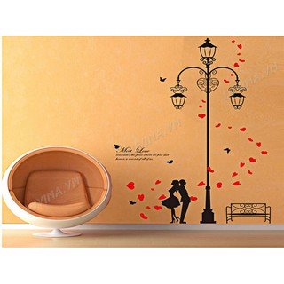 Decal dán tường Hàn Quốc- trang trí nhà cửa, văn phòng, quán cafe cửa hàng- CỘT ĐÈN TRÁI TIM