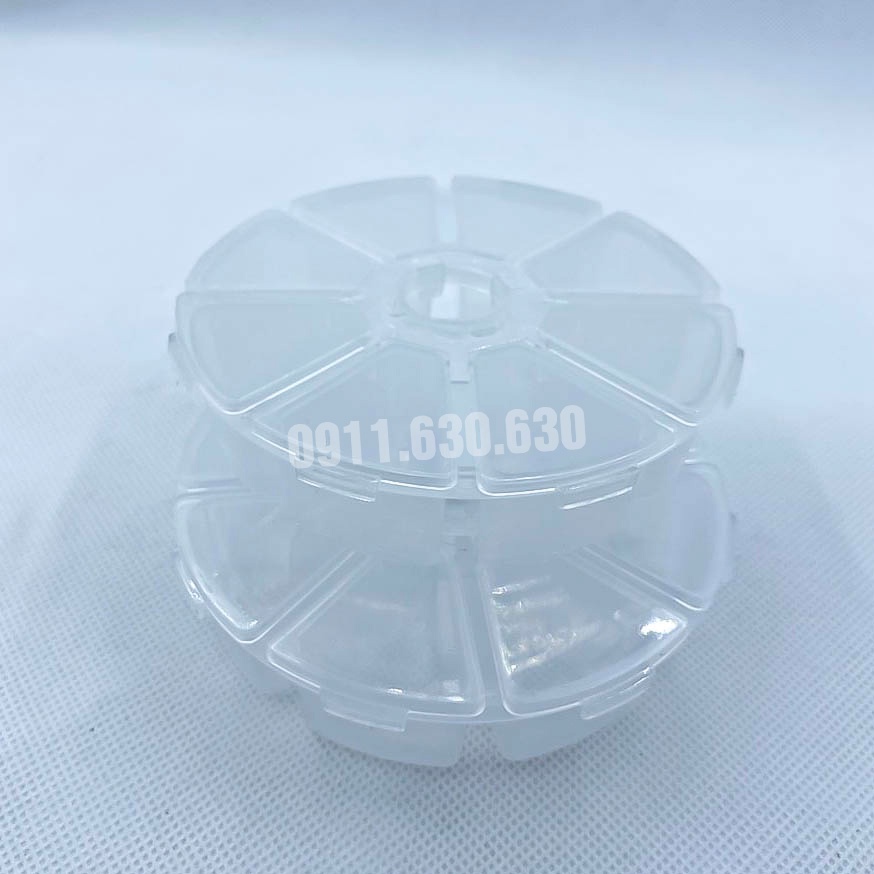 Hộp Tròn 8 ô đựng đồ, đựng Fan Mi, Mi Rời, Mi Hủ, đựng Trang Sức Và Phụ Kiện_keo Nối Mi_dụng Cụ Nối Mi