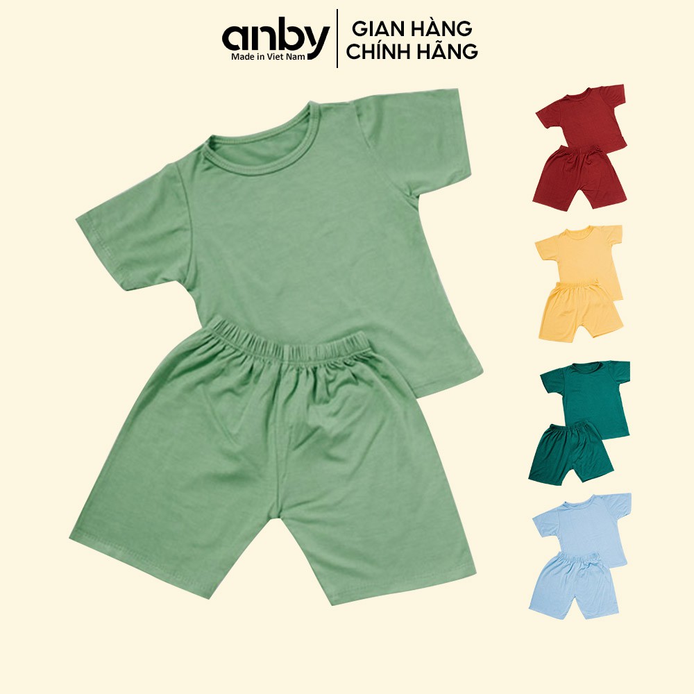 Quần áo trẻ em ANBY bộ cho bé từ 1 đến 8 tuổi cộc tay cổ tròn cotton thun lạnh màu