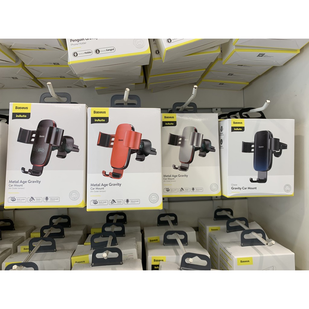 Giá Đỡ Điện Thoại Khóa Tự Động Dùng Trên ÔTô Baseus Metal Age Gravity Car Mount LV229, gắn cửa gió máy lạnh | BigBuy360 - bigbuy360.vn