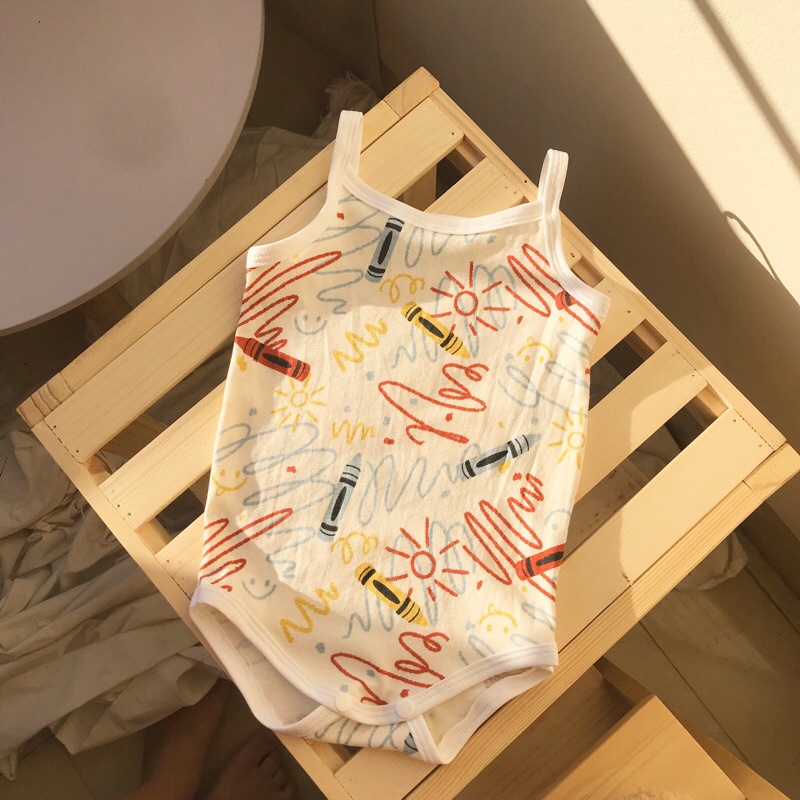 Body hai dây cotton xuất dư mềm mát cho bé