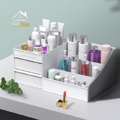 Kệ Đựng Mỹ Phẩm 3 Tầng 2 Ngăn Kéo, Hộp Đựng Đồ Trang Điểm, Makeup Bằng Nhựa Cao Cấp