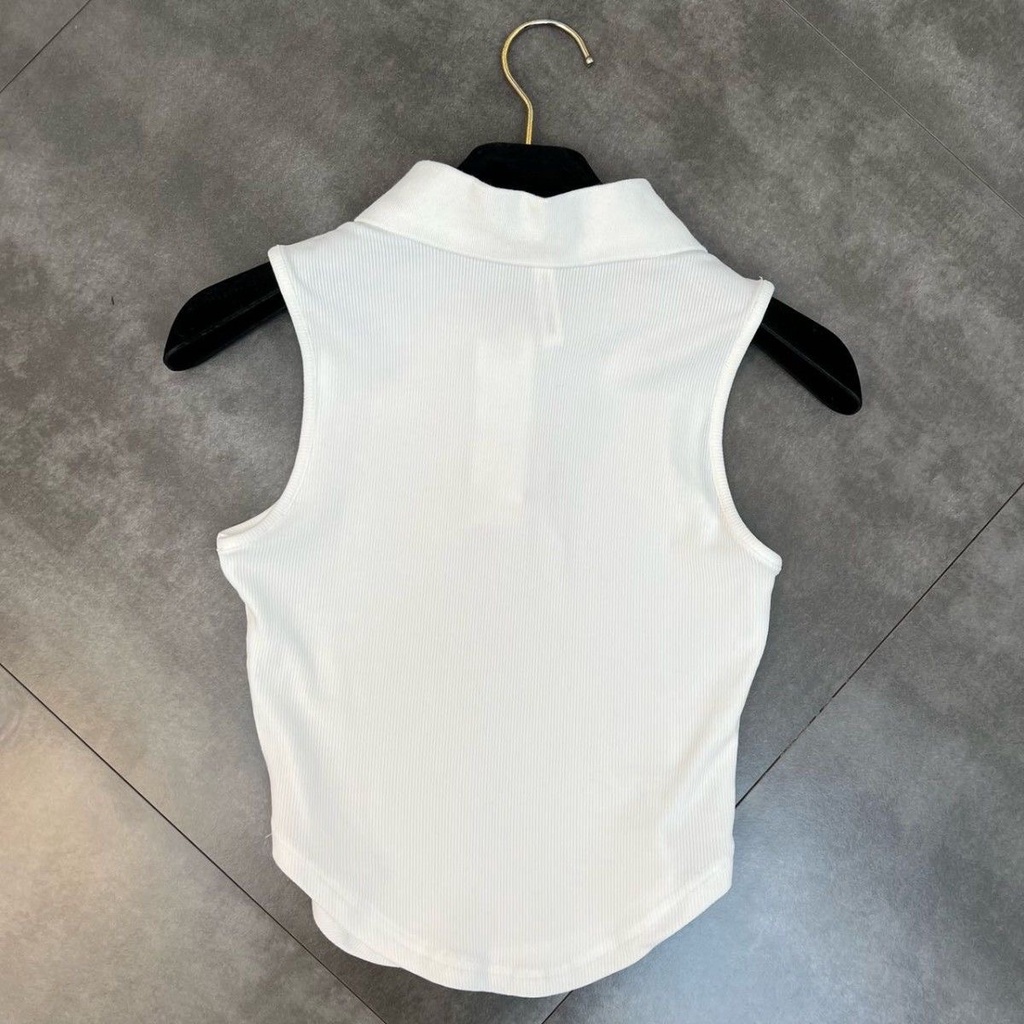 Áo Tank Top Không Tay Cổ Bẻ Cài Một Hàng Nút Thời Trang Mùa Hè Hàng Mới 2023 Dành Cho Bạn Nữ