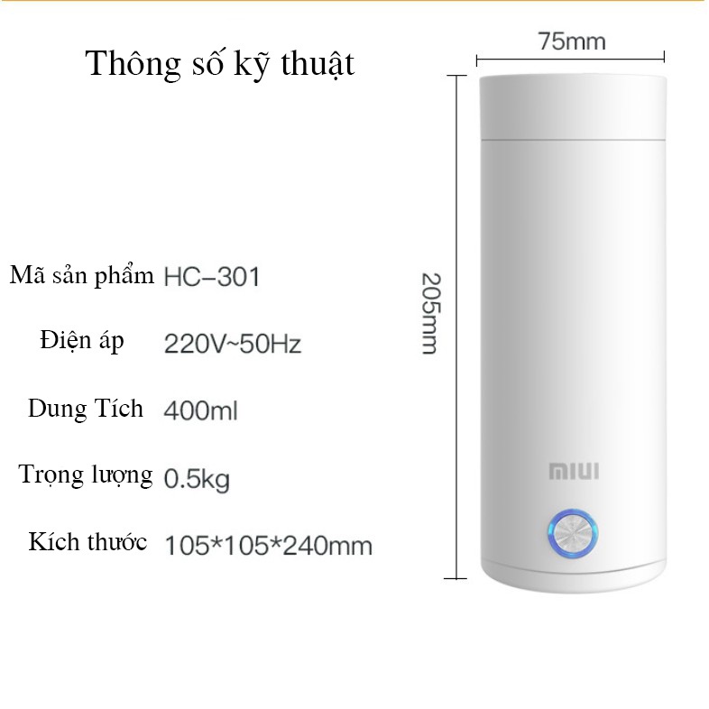 Bình đun nước mini siêu tốc JIashi BDN01 đa chức năng BDN01 - Công suất 300w - Dung tích 400ml - Hàng Chính Hãng